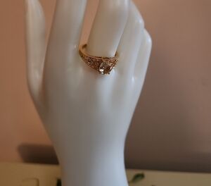 JTV Yellow Labradorite Diamond Accent 18K Gold Over Silver Ring